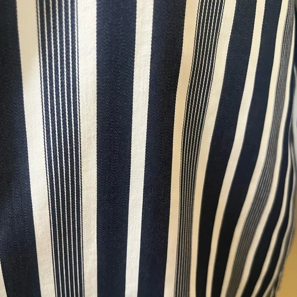 Chico’s Blue and White Striped Button-Up Shirt - Picture 4 of 7
